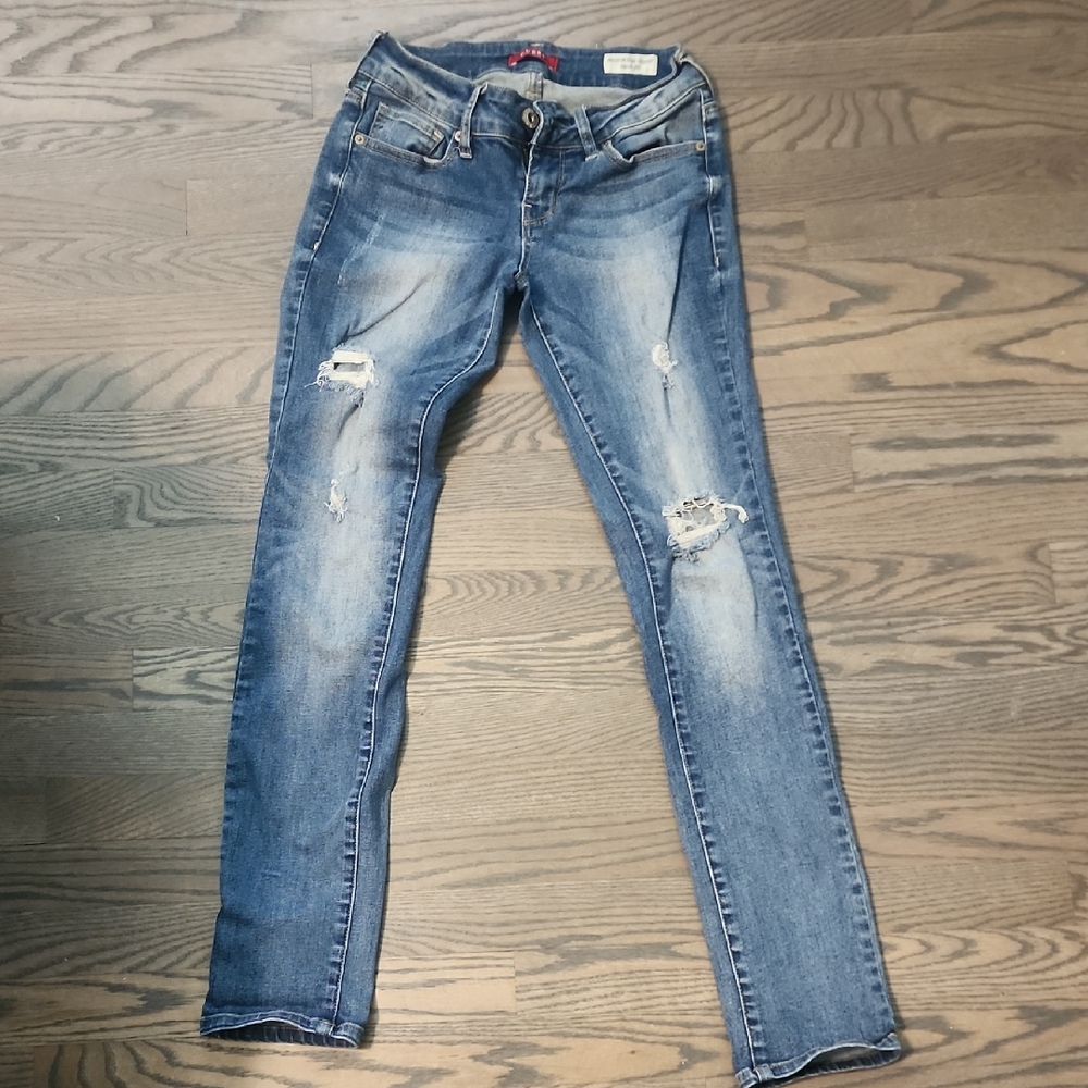 Guess Blue Skinny Jeans with Distressed Details